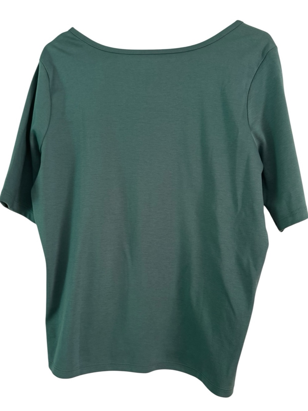 L.L. Bean Women’s Supima Cotton Square Neck Elbow Sleeve Green Tee Size LP - Picture 2 of 5